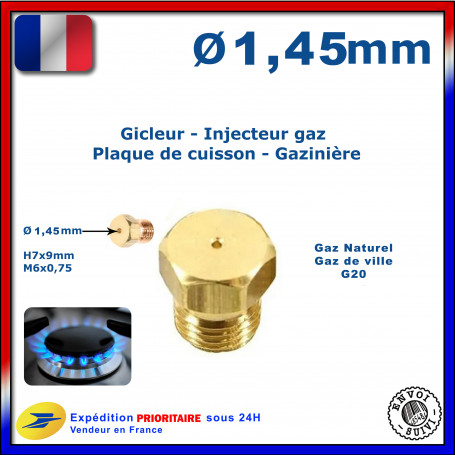 Injecteur gaz ou gicleur gaz de 1,45 pour cuisinière LADEN