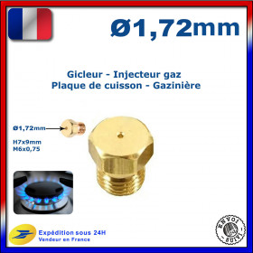 Injecteur gaz ou gicleur gaz de 1,72mm pour cuisinière LADEN